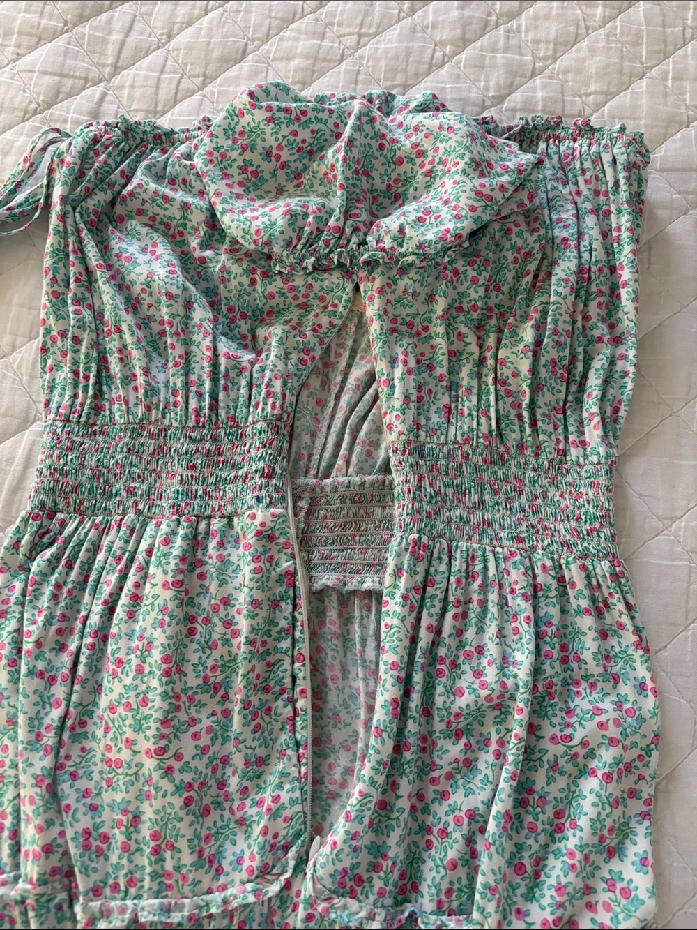 J. Crew Pale Blue/Green & Pink Floral  Tiered Maxi Dress